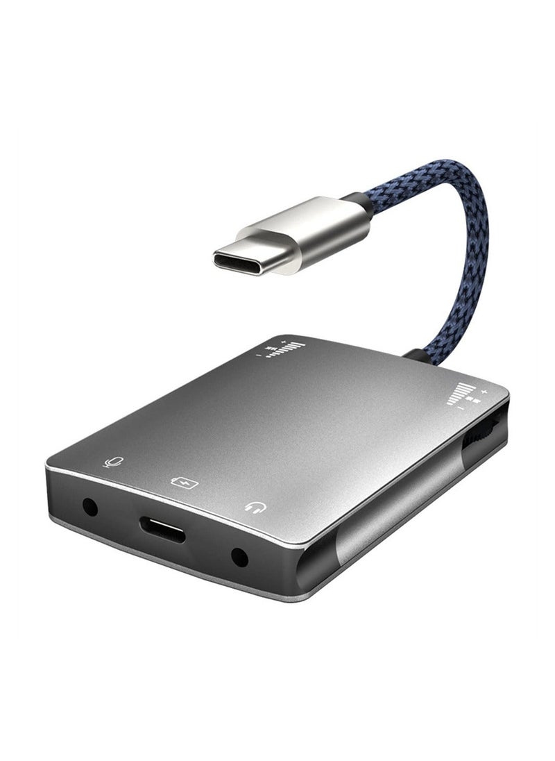 Generic Sound Card Audio Charging Converter, External Sound Card, Born for Live Streaming, Fully Compatible with Type C Phones and Devices, Plug & Play, No Drivers Needed (Black)  - Image 1