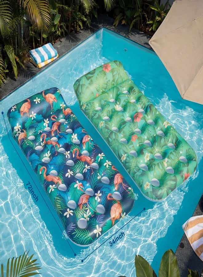 FindUWill 2 Pack Inflatable Pool Floats for Adults, Pool Floaties Adult Heavy Duty, Pool Lounger Float with Headrest for Adults, Pool Rafts for Summer Swimming Lake Beach Party - Image 2