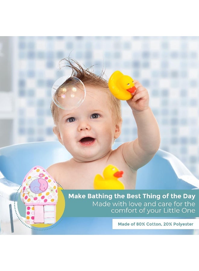 Spasilk منشفة سباسيليك للأطفال مع غطاء رأس و 3 قطع قماش استحمام، مستلزمات استحمام الأطفال، مقاس واحد، سمكة وردية - Image 5