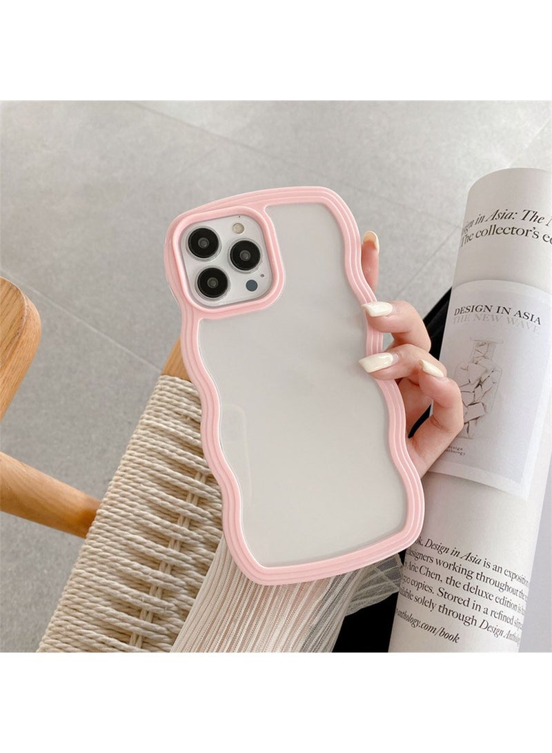 iPhone 14 Pro Max Case Cover Protector Protection MagSafe Cute Curly Wave Frame Shape Shockproof Soft Magnetic Case for Women Girls Phone Cover (Pink) - Image 2