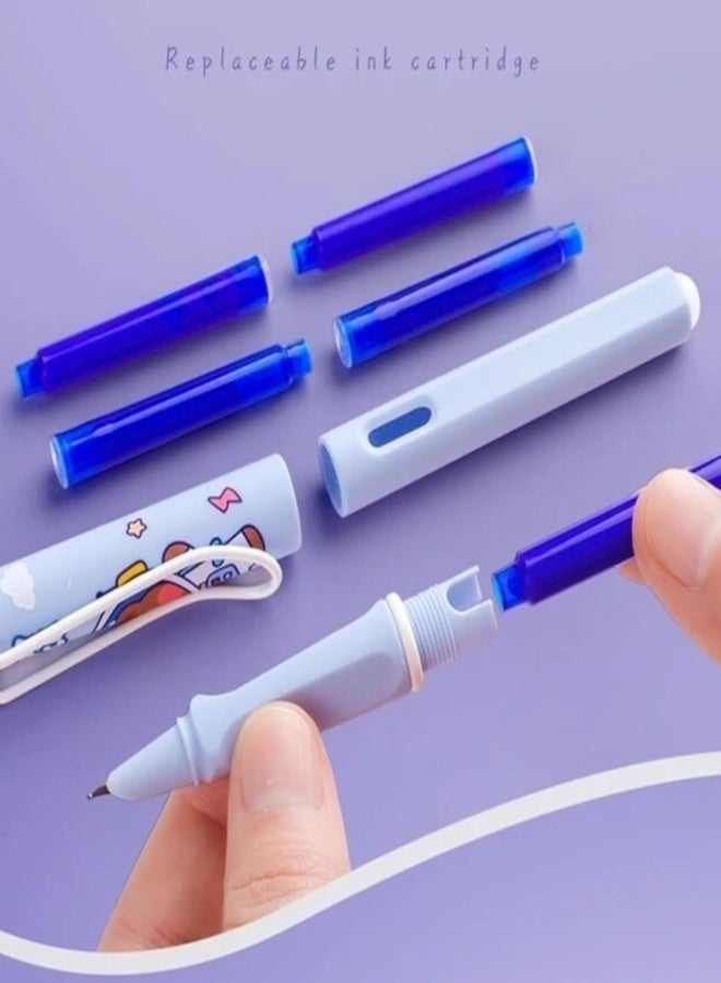 SAMVARDHAN Erasable Fountain Pen Replacable Ink Set Blue Ink EF 0.38mm Cute School Pens Office Supplies Stationery for Writing (Blue) - Image 5