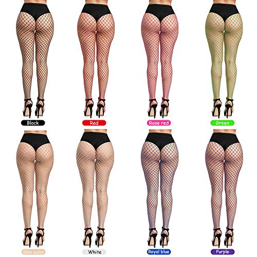 FEPITO 8 Pairs Fishnets Stockings Mesh Thigh High Pantyhose High Waist Fishnet Tights for Women (8 Colors) - Image 3