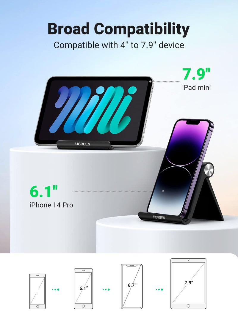 UGREEN Cell Phone Stand for Desk Phone Holder Foldable Portable Adjustable Compatible with iPhone 16 15 14 13 Pro Max, iPhone 12 11 Plus SE XS XR 8 7, Office Desk Travel Accessories, Black - Image 4