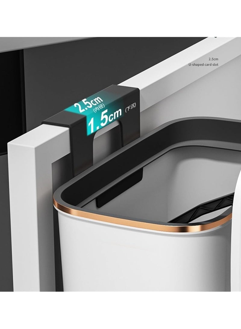 2.4 Gallon Kitchen Compost Bin for Counter Top or Under Sink, Hanging Small Kitchen Trash Can with Lid, Wall Mounted Waste Basket Bin Garbage Can for Bathroom (White)  - Image 5
