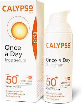 Calypso Once a Day Serum SPF50 Serum with Vitamin C for Face and Neck for Sensitive Skin Very High Sun Protection UVA UVB Primer - Image 1