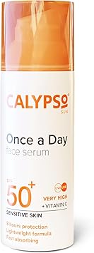 Calypso Once a Day Serum SPF50 Serum with Vitamin C for Face and Neck for Sensitive Skin Very High Sun Protection UVA UVB Primer - Image 2
