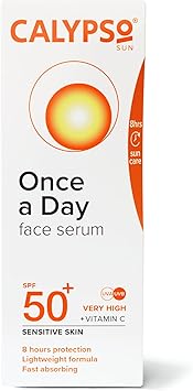 Calypso Once a Day Serum SPF50 Serum with Vitamin C for Face and Neck for Sensitive Skin Very High Sun Protection UVA UVB Primer - Image 4