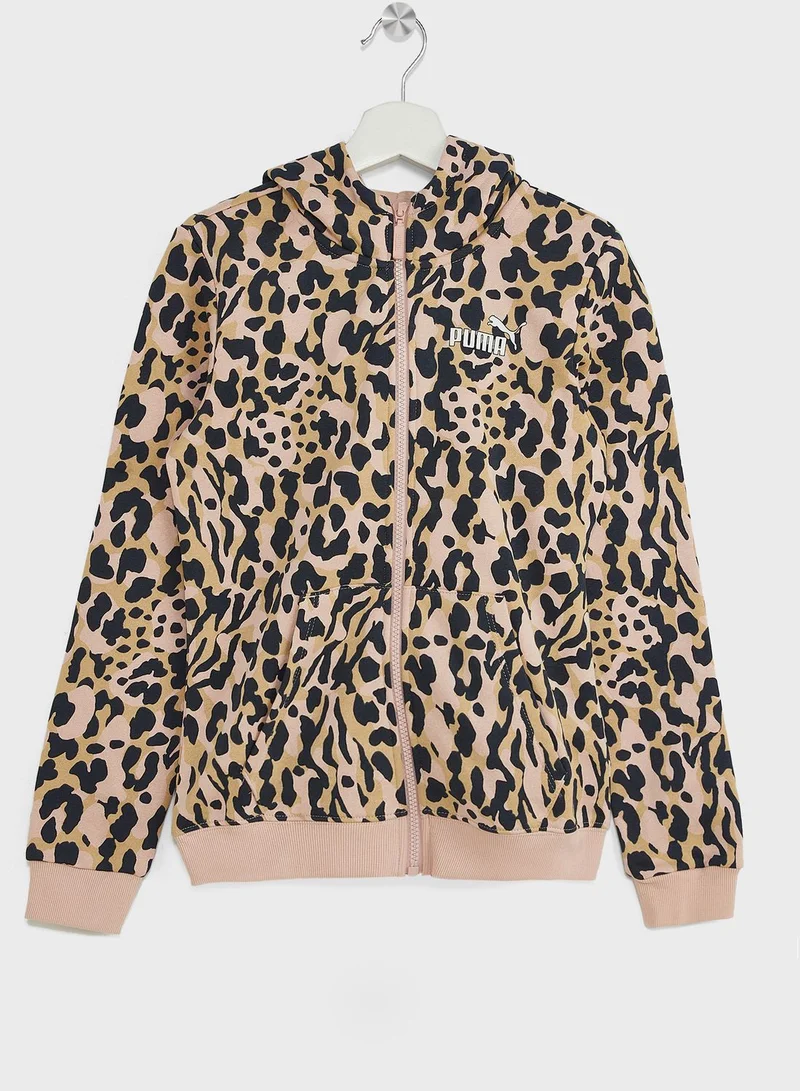 PUMA Kids Alpha All Over Printed Full Zip Hoodie