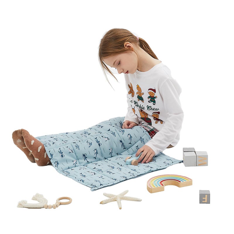 HOSUKKO Weighted Blanket - 3 lbs Blue Shark Heavy Blanket - Small Size Breathable Blanket(20 * 30 inches, 3 lbs) - Image 1
