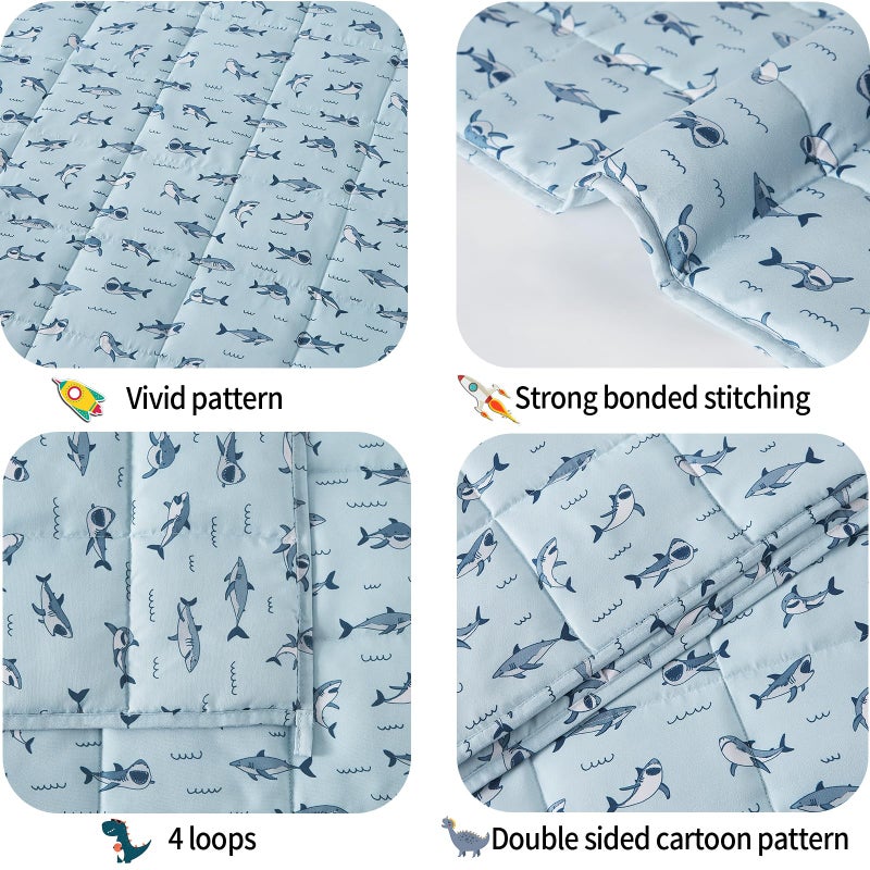 HOSUKKO Weighted Blanket - 3 lbs Blue Shark Heavy Blanket - Small Size Breathable Blanket(20 * 30 inches, 3 lbs) - Image 2