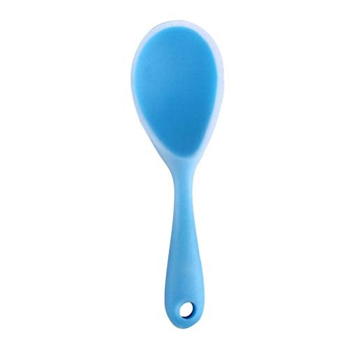 Baskety Non-Stick Rice Spoon Silicone Ladle Soup Spoon with Handle for Dining Table 22.5 x 7 cm (Blue) - Image 1
