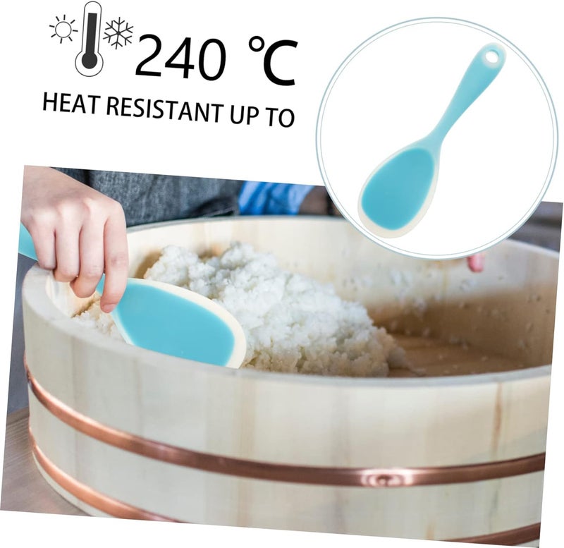 Baskety Non-Stick Rice Spoon Silicone Ladle Soup Spoon with Handle for Dining Table 22.5 x 7 cm (Blue) - Image 5