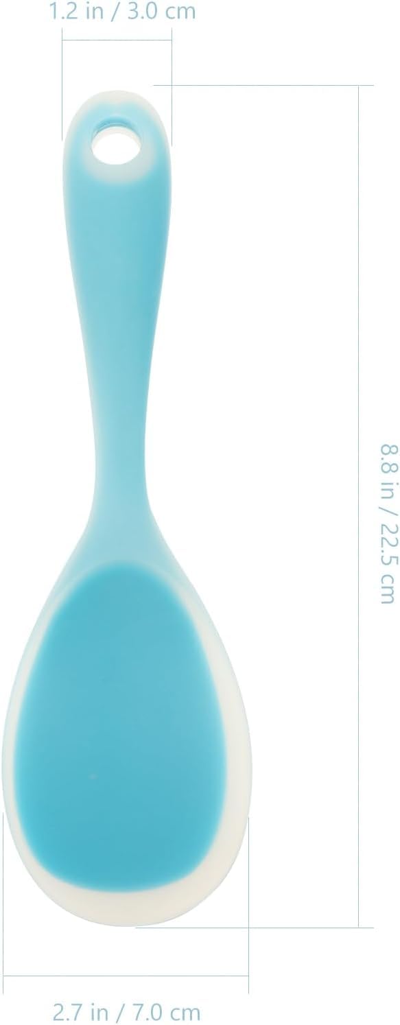 Baskety Non-Stick Rice Spoon Silicone Ladle Soup Spoon with Handle for Dining Table 22.5 x 7 cm (Blue) - Image 2