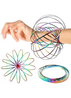 Flow Ring Spinner Ring Arm Toy Magic Ring Game For Kids Arm Bracelet Kinetic Spiral Flow Ring Spring Toy 3D Roll Rings Arm Slinky Metal Toy Stainless Ring Infinity Loop Rainbow Kinetic Flow Ring