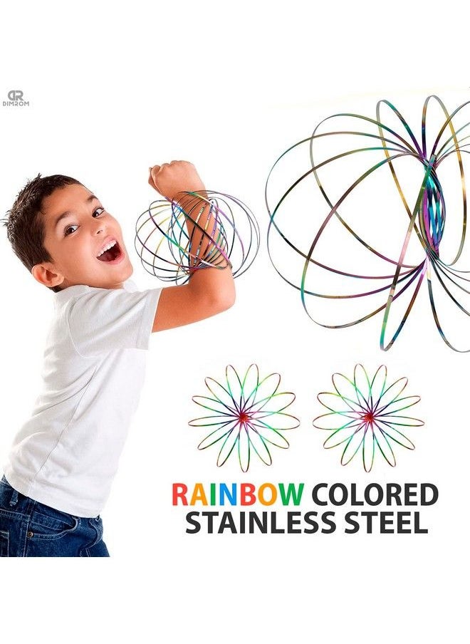 Generic - Flow Ring Spinner Ring Arm Toy Magic Ring Game For Kids Arm Bracelet Kinetic Spiral Flow Ring Spring Toy 3D Roll Rings Arm Slinky Metal Toy Stainless Ring Infinity Loop Rainbow Kinetic Flow Ring - Image 1