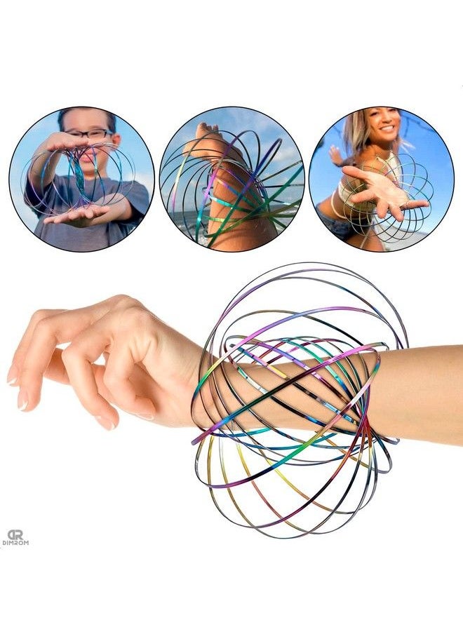 Generic - Flow Ring Spinner Ring Arm Toy Magic Ring Game For Kids Arm Bracelet Kinetic Spiral Flow Ring Spring Toy 3D Roll Rings Arm Slinky Metal Toy Stainless Ring Infinity Loop Rainbow Kinetic Flow Ring - Image 1