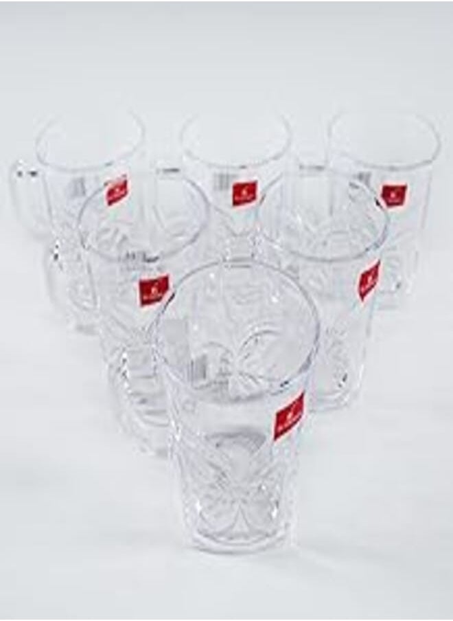 Blinkmax Blink Max brand cup set, pure glass, set of 6 pieces, code: 68-2, butterfly square 