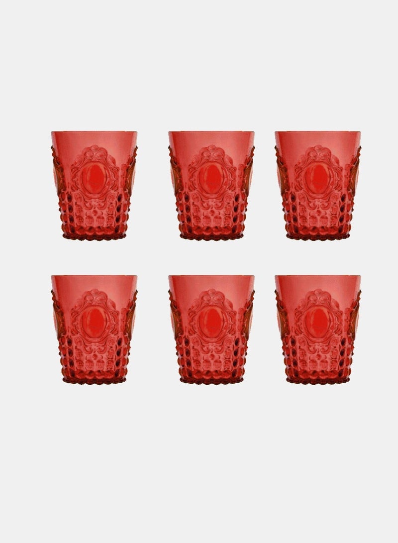 Baci milano Set of 6 Unbreakable Acrylic (Plastic) Water Glasses –   Red – BPA-Free, Shatterproof, Reusable, Ideal for Outdoor, Party, Camping - Image 1