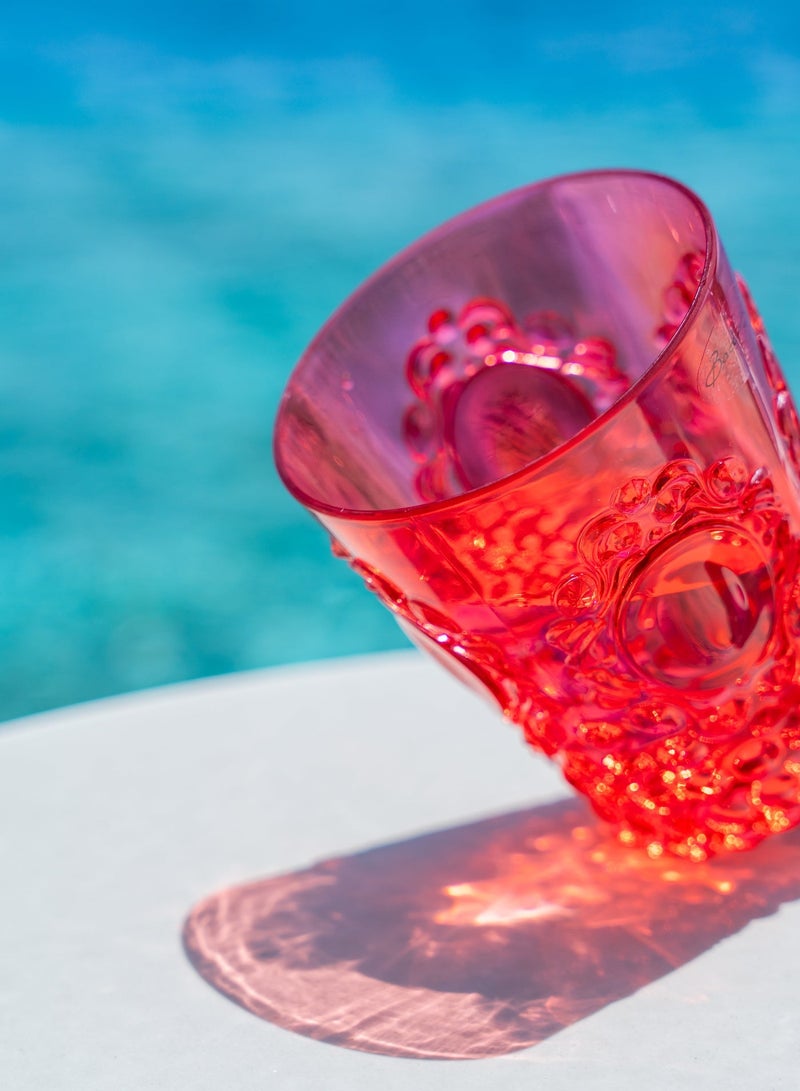 Baci milano Set of 6 Unbreakable Acrylic (Plastic) Water Glasses –   Red – BPA-Free, Shatterproof, Reusable, Ideal for Outdoor, Party, Camping - Image 2