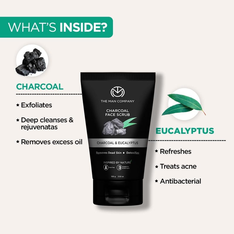 Efficiency boosted construction Natural Charcoal Face Scrub with Lemongrass and Eucalyptus - 3.5 Oz. | Skin Exfoliating & Detox, Anti Acne, Blackhead removing Face Scrub Budget friendly premium quality - Image 1
