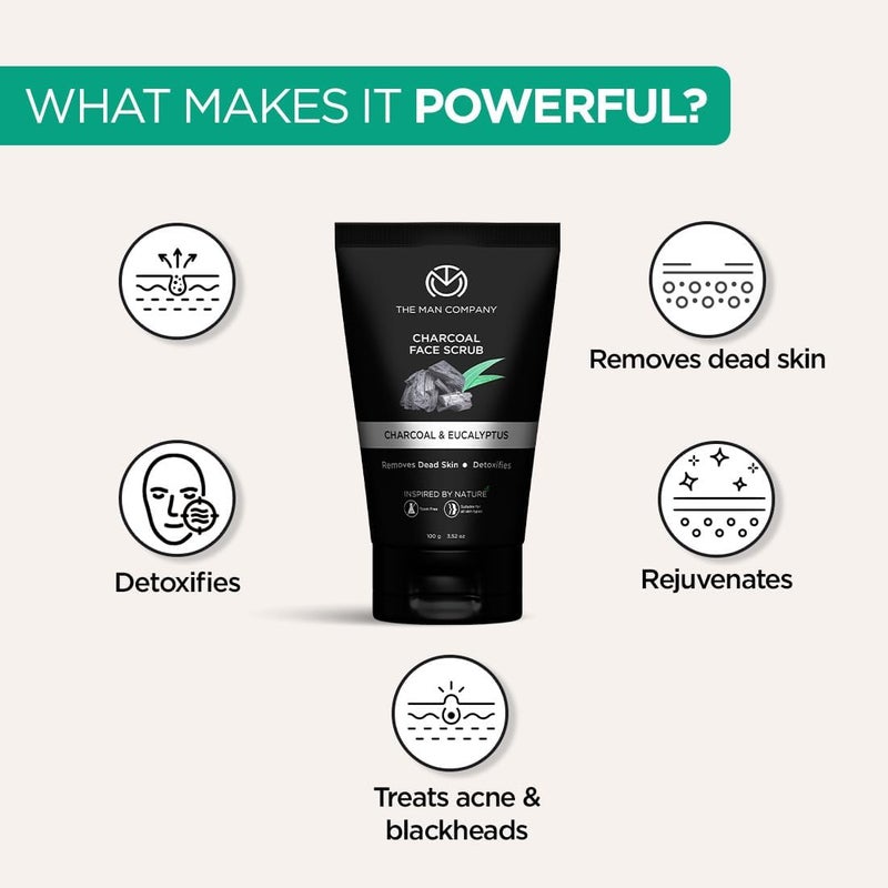 Efficiency boosted construction Natural Charcoal Face Scrub with Lemongrass and Eucalyptus - 3.5 Oz. | Skin Exfoliating & Detox, Anti Acne, Blackhead removing Face Scrub Budget friendly premium quality - Image 2