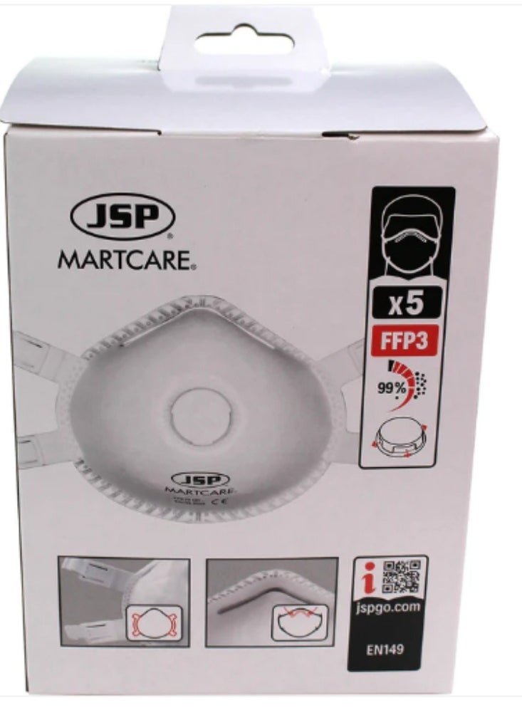 JSP 5Pcs JSP Martcare® Moulded Face Mask FFP3 Valved  - Image 4