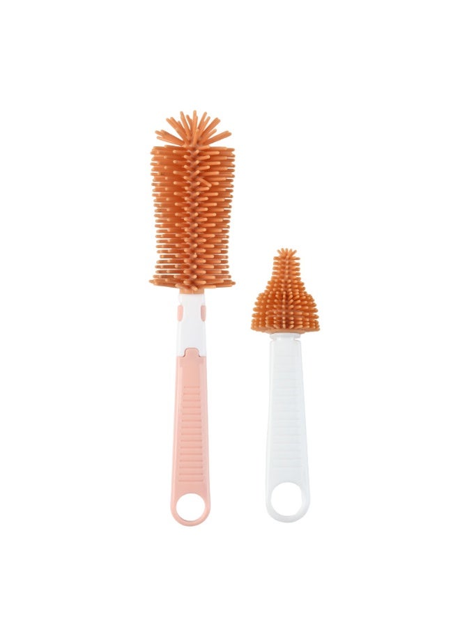 2 Piece Set Silicone Baby Bottle Brush Kit Infant Nipple Brush Straw Brush Multi Purpose Cleaning Brush - Image 1