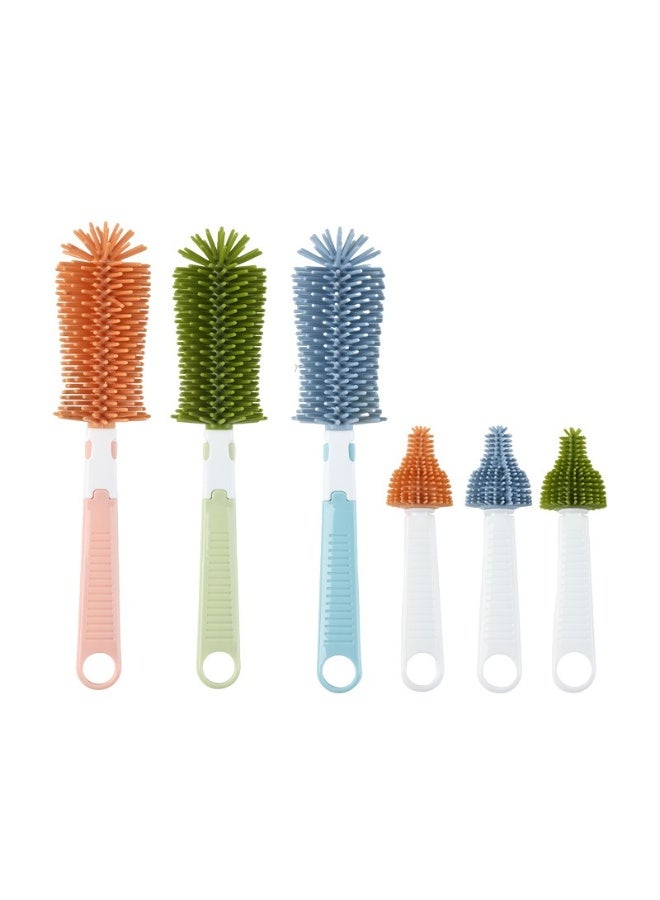 2 Piece Set Silicone Baby Bottle Brush Kit Infant Nipple Brush Straw Brush Multi Purpose Cleaning Brush - Image 4