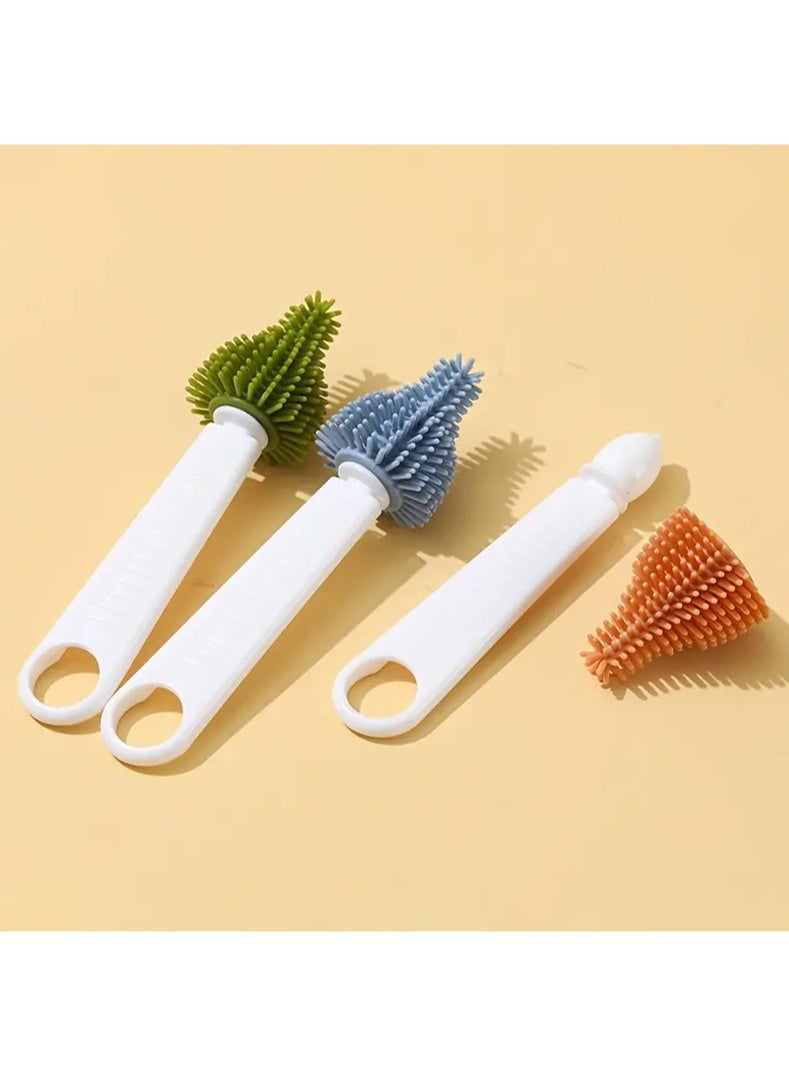 2 Piece Set Silicone Baby Bottle Brush Kit Infant Nipple Brush Straw Brush Multi Purpose Cleaning Brush - Image 3