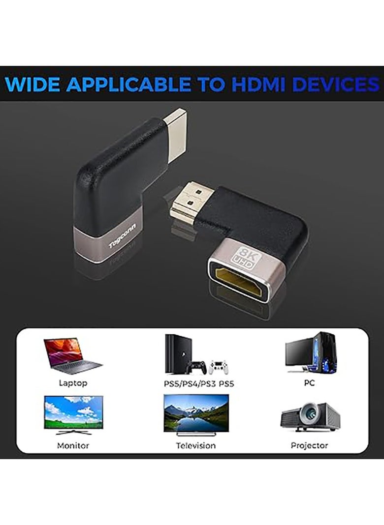 Beauenty 8K HDMI Flat 90 Degree and 270 Degree Gold Plated Adapter 2 Pack, Right Angle HDMI Male to Female Vertical Flat Adapter HDMI L Shape Extender, Supports 8K@60Hz，4K@120Hz, for HDTV, Xbox One  - Image 5
