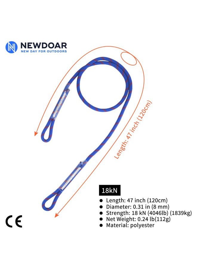 Newdoar 8mm (5/16") Prusik Cord Sewn Eye-to-Eye Pre-Sewn Climbing Utility Cord Multipurpose for Outdoor Climbing Arborist Mountaineering Rope 48''/120cm/1pcs - Image 2