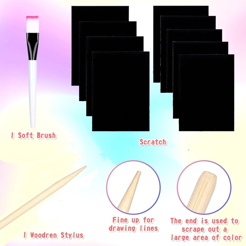 Firstly 4 Scratch Notebooks+ 4 Stylus+1 Brush+ 1 Spirograph Ruler| Party Bag Fillers for Kids, Prize Box Fillers for Kids Party Kid Party Favours Small Toy for Game Prizes - Image 2