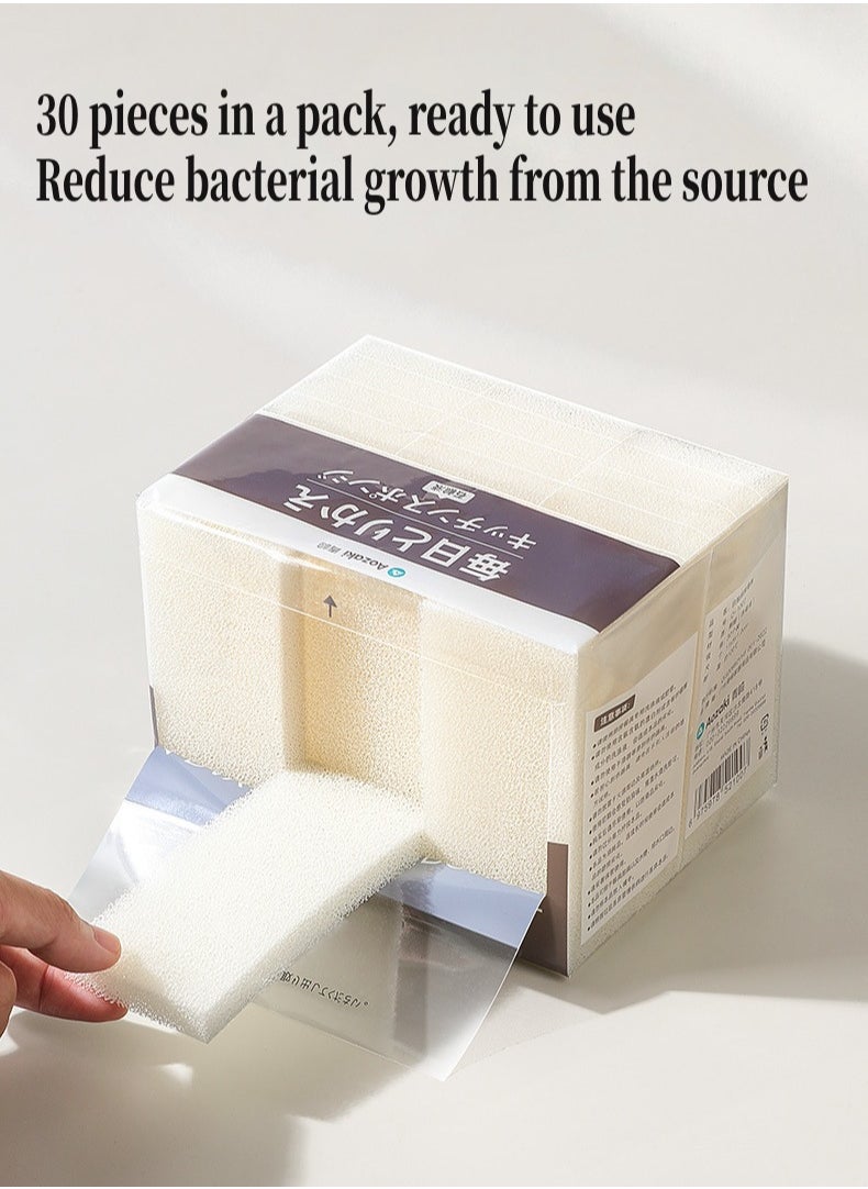 30-piece kitchen dishwashing sponge, kitchen special dishwashing pot gap cleaning sponge artifact，Imitation loofah texture drains water quickly to improve cleaning power