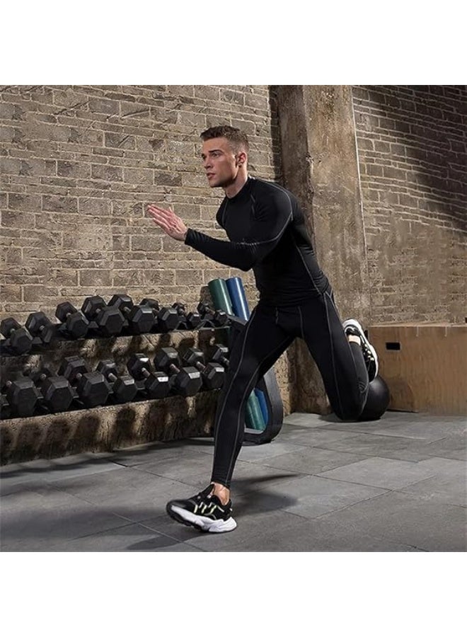 Men's Turtleneck Fitness Long Sleeves, Turtle Neck Compression Shirts for Men, Compression Long Sleeve Men - Image 2