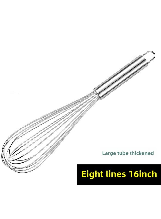 Manual Stainless Steel Thickened Baking Tool Egg Beater Semi Automatic Silicone Whisk Exhibition Gifts-Color:Big Tube Eight Lines 16 Inches = 115g  - Image 1