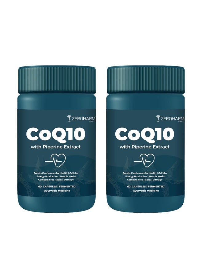 ZEROHARM Coenzyme Q10 | 250mg with Piperine & Grape Seed Extract | High Absorption CoQ10 Supplement | CoQ10 Ubiquinol Supports Heart, Vascular Health & Cellular Energy Production | 120 Veg Capsules - Image 1