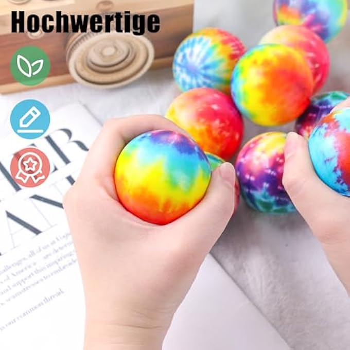 Koogel Pack of 12 Stress Balls, Anti-Stress Balls, Kneading Ball, Finger Exercise Ball for Relieving Anxiety, Anger as a Gift for Children and Adults - Image 3