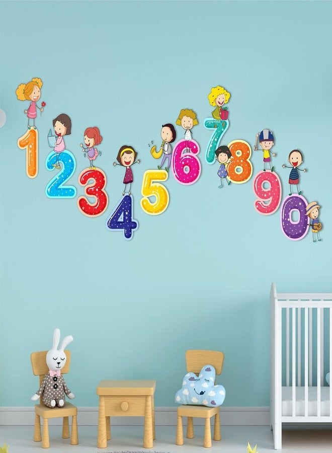 CVANU 1234_Numbers with Joyful Children Vinyl Wall Sticker for Kids, Nursery School, Play School_Size(50cm X 130cm)_Multicolour - Image 3