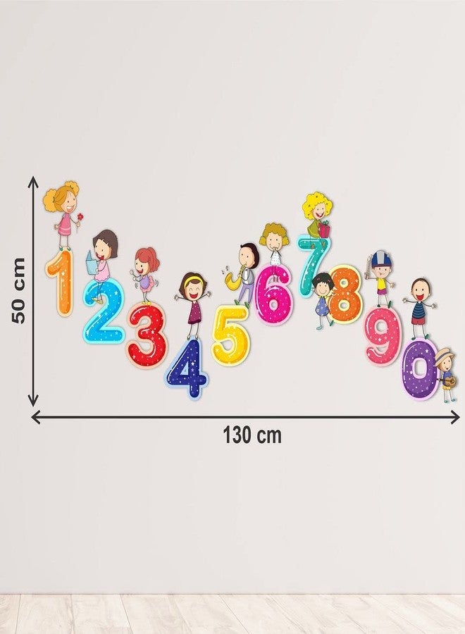 CVANU 1234_Numbers with Joyful Children Vinyl Wall Sticker for Kids, Nursery School, Play School_Size(50cm X 130cm)_Multicolour - Image 5