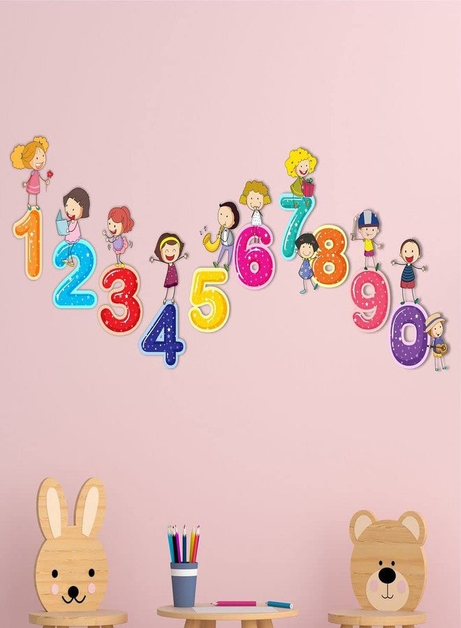 CVANU 1234_Numbers with Joyful Children Vinyl Wall Sticker for Kids, Nursery School, Play School_Size(50cm X 130cm)_Multicolour - Image 4