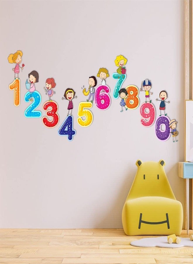 CVANU 1234_Numbers with Joyful Children Vinyl Wall Sticker for Kids, Nursery School, Play School_Size(50cm X 130cm)_Multicolour - Image 2
