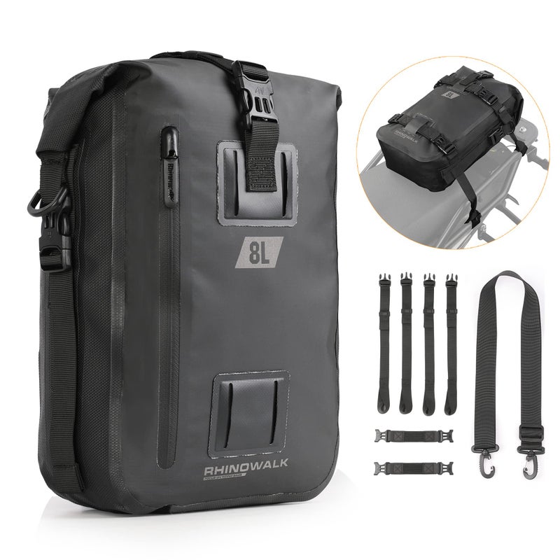 Rhinowalk Rhinowalk Motorcycle Tail Bag 8/15/30L Waterproof Motorcycle Seat Bag Saddle Bag Rear Rack Bag Side Bag Trunk Luggage Motor Pannier Bag…  - Image 1