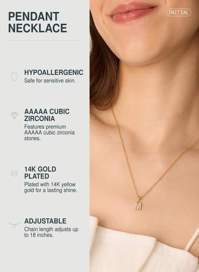 PAVOI Dainty Initial Letter Pendant Necklace, 14K Gold Plated, Yellow Gold - Image 2