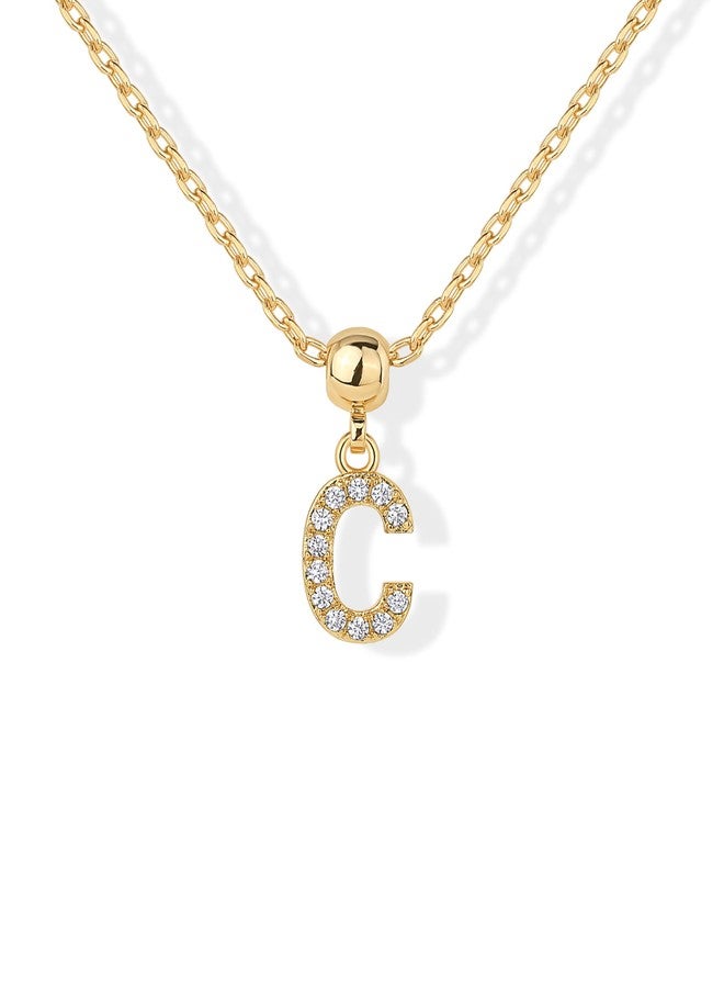 PAVOI Dainty Initial Letter Pendant Necklace, 14K Gold Plated, Yellow Gold - Image 1