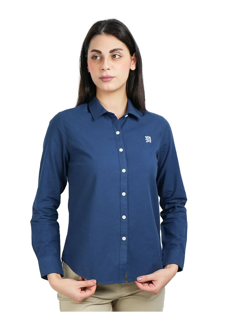 Women's Cotton Oxford Slim fit Shirt with Lion Embroidery