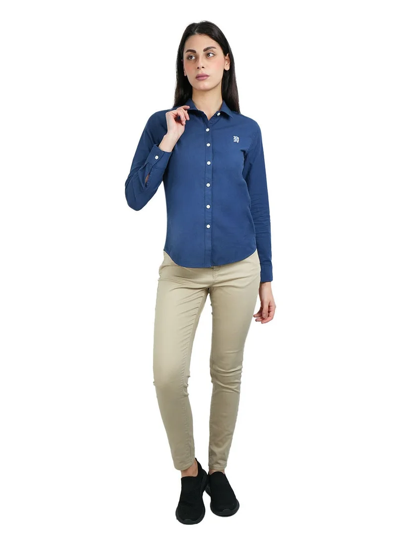 GIORDANO  Women's Cotton Oxford Slim fit Shirt with Lion Embroidery for Women | Best Price UAE