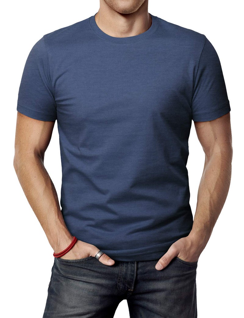 H2H Shorts Sleeve Crew Neck T-Shirts for Men DARKBLUE US L/Asia XL (CMTTS0198) - Image 1