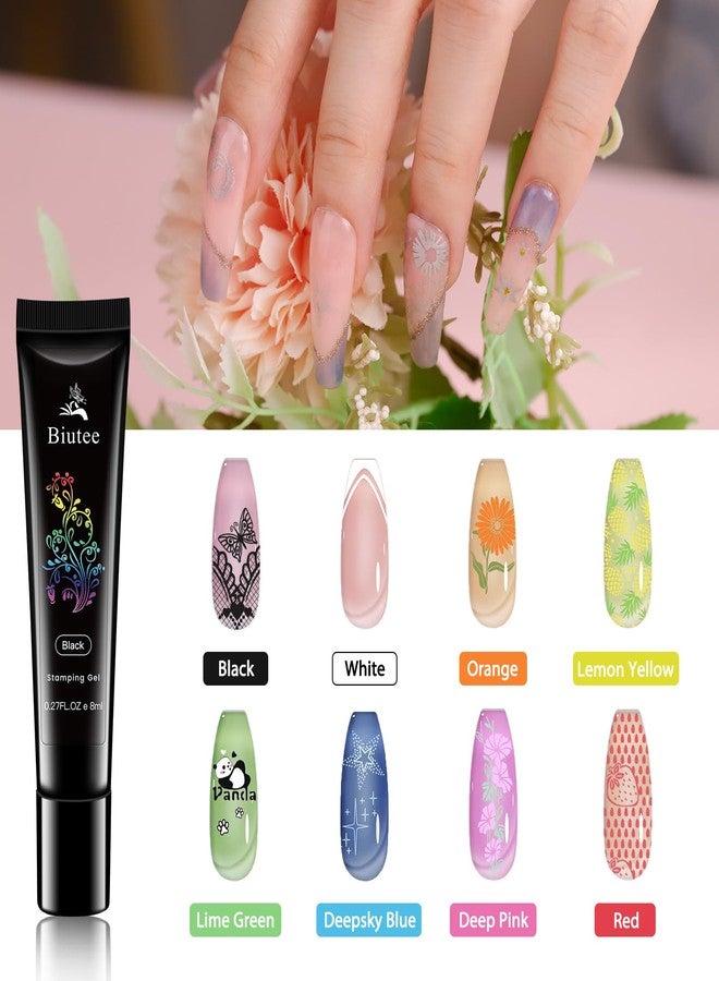 Biutee Nail Stamping Plates Set 8pcs Nail Stamping Polish Gel, 10pcs Nail Stamper Kit with Stamper, Nail Art Plates Set for Women Girls DIY Salon & Home - Image 3