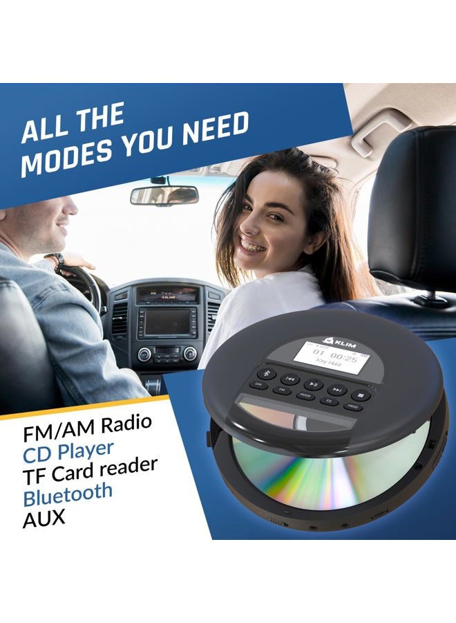 KLIM NomadCD Player Bluetooth Portable Discman with Long Lasting Battery - Includes Headphones - MP3, CD-R, CD-RW - TF Reader, Radio FM - Ideal for Cars - Image 3