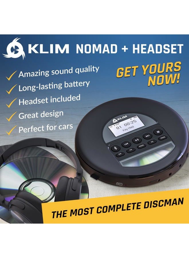 KLIM NomadCD Player Bluetooth Portable Discman with Long Lasting Battery - Includes Headphones - MP3, CD-R, CD-RW - TF Reader, Radio FM - Ideal for Cars - Image 2